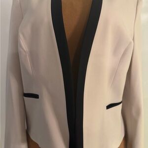 NWOT Nine West Kiss-Front Collarless Cream Light Beige BlazerJacket 14 XL